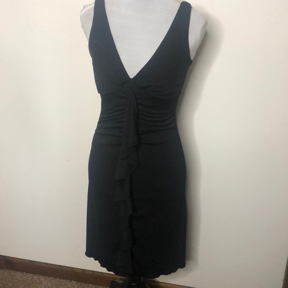 Black scrunch front ripple down v neck dress size small - Picture 2 of 14